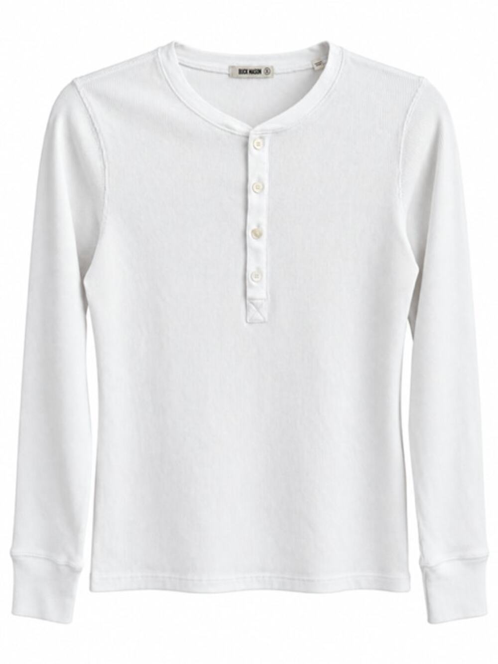 Buck Mason NWT White Surplus Rib Long Sleeve Henley Top XL